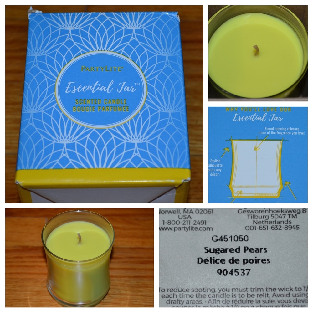 PartyLite Essential Jar 4” sugared pears candle - NEW